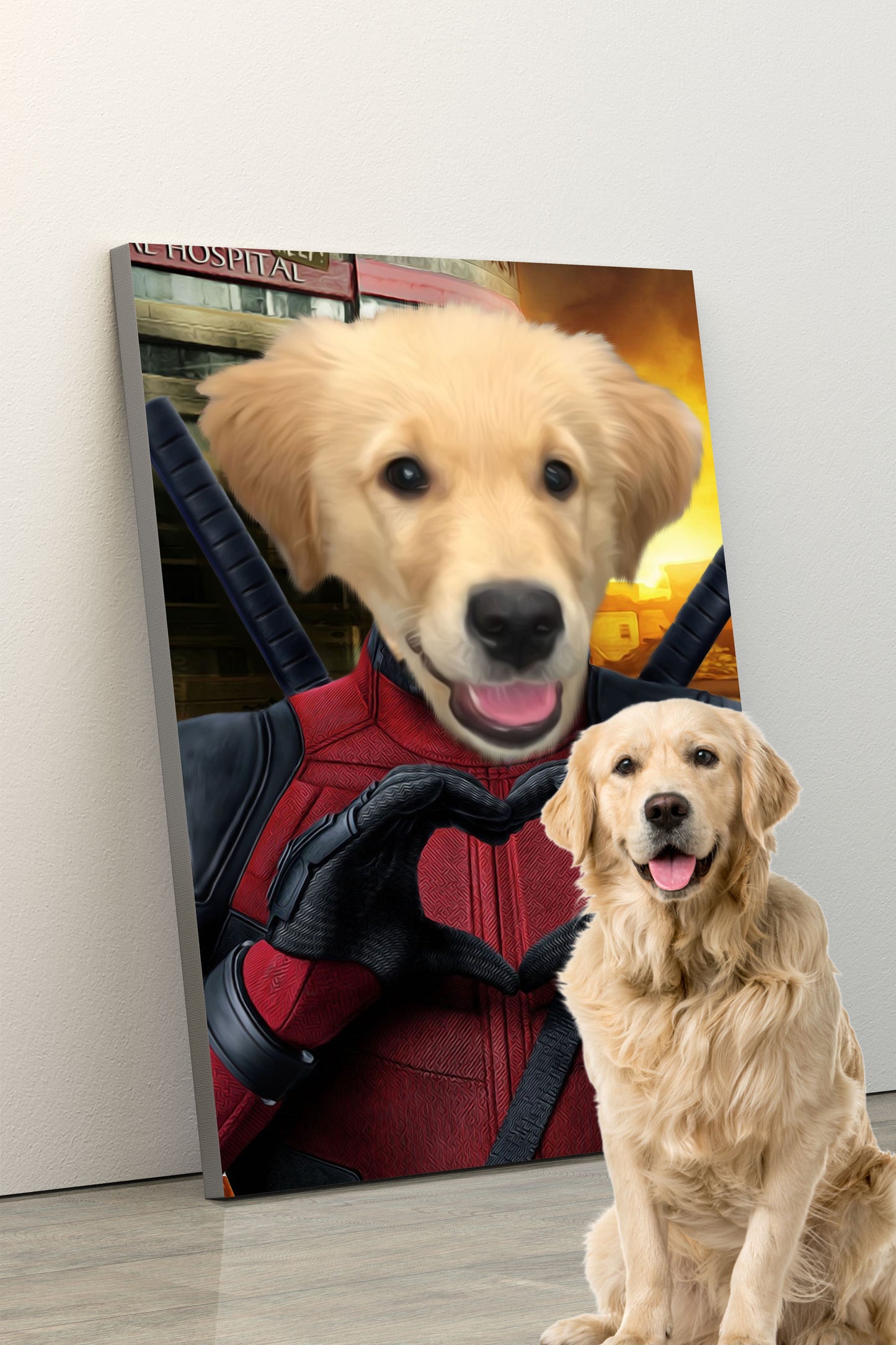 SEE YOUR BELOVED DOG LOOK LIKE DEAD POOL ON CANVAS