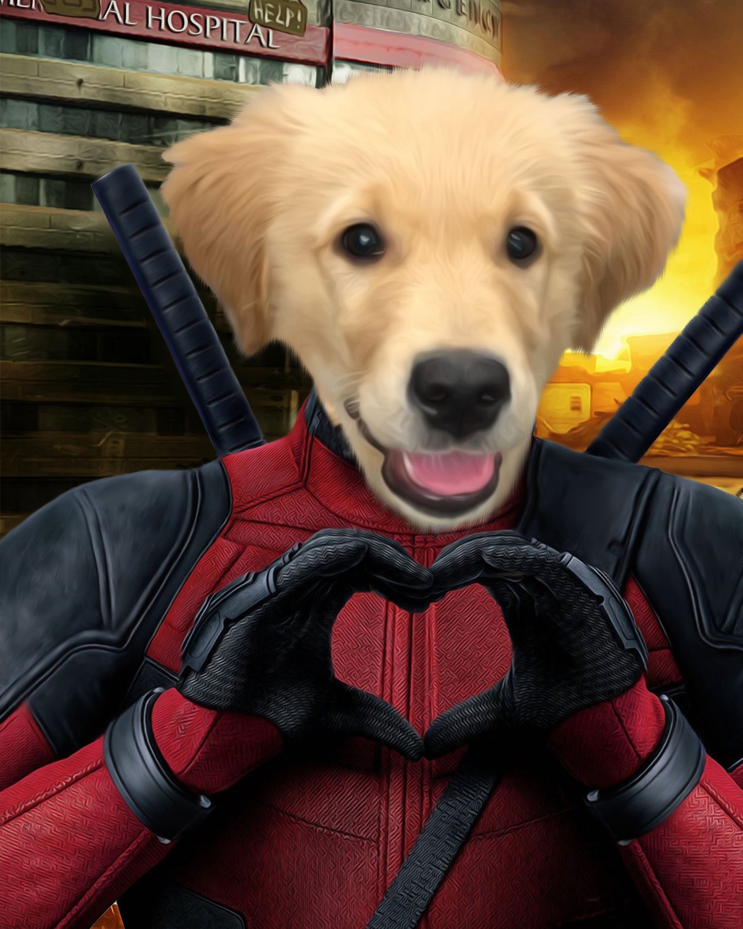 SEE YOUR BELOVED DOG LOOK LIKE DEAD POOL ON CANVAS