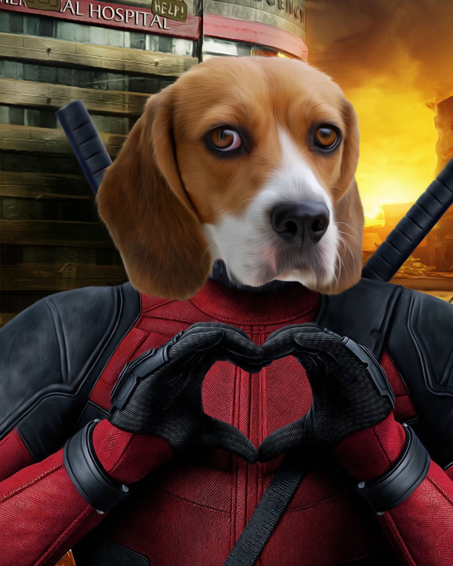 SEE YOUR BELOVED DOG LOOK LIKE DEAD POOL ON CANVAS