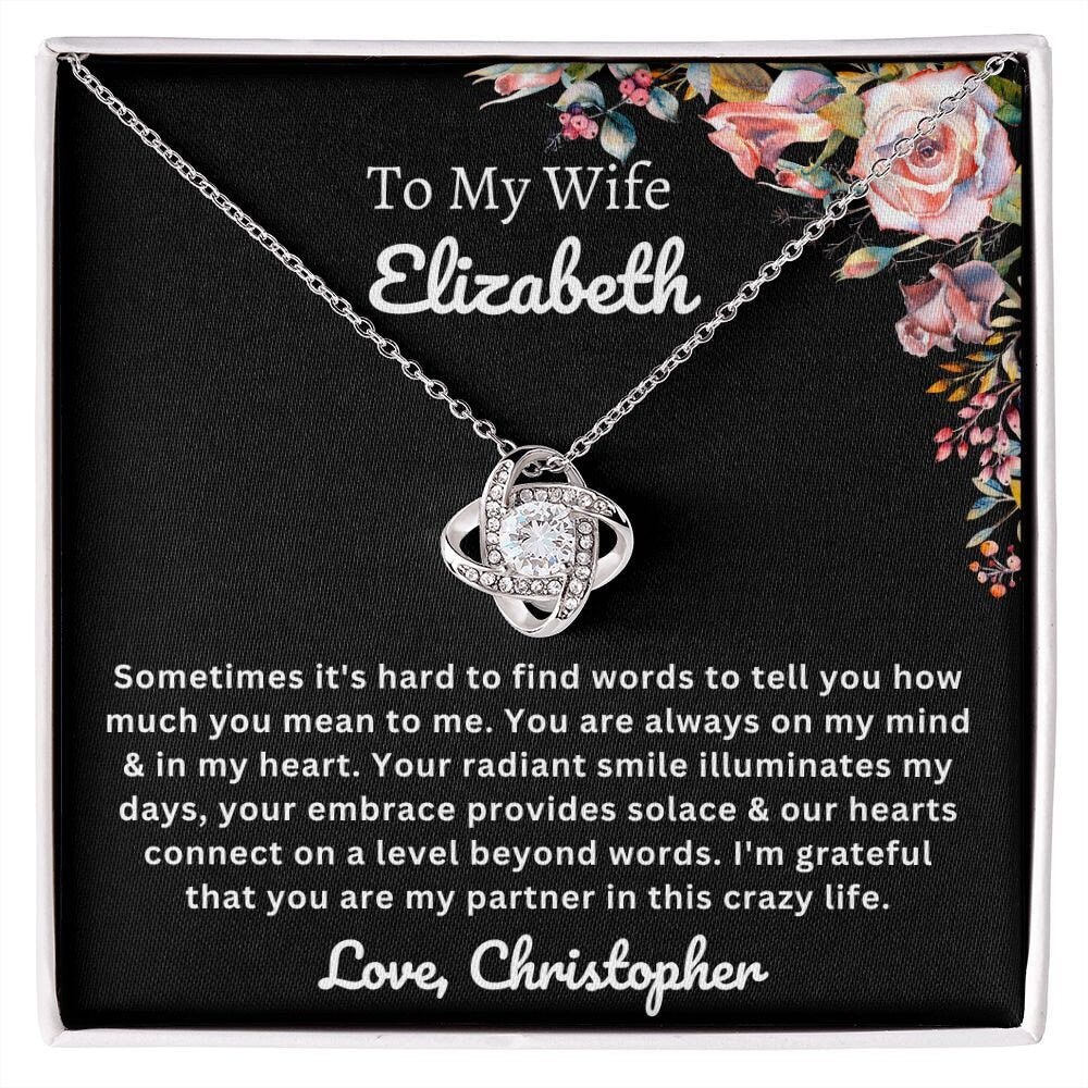 Almost sold out- To my Wife - Beautiful Love Knot Necklace