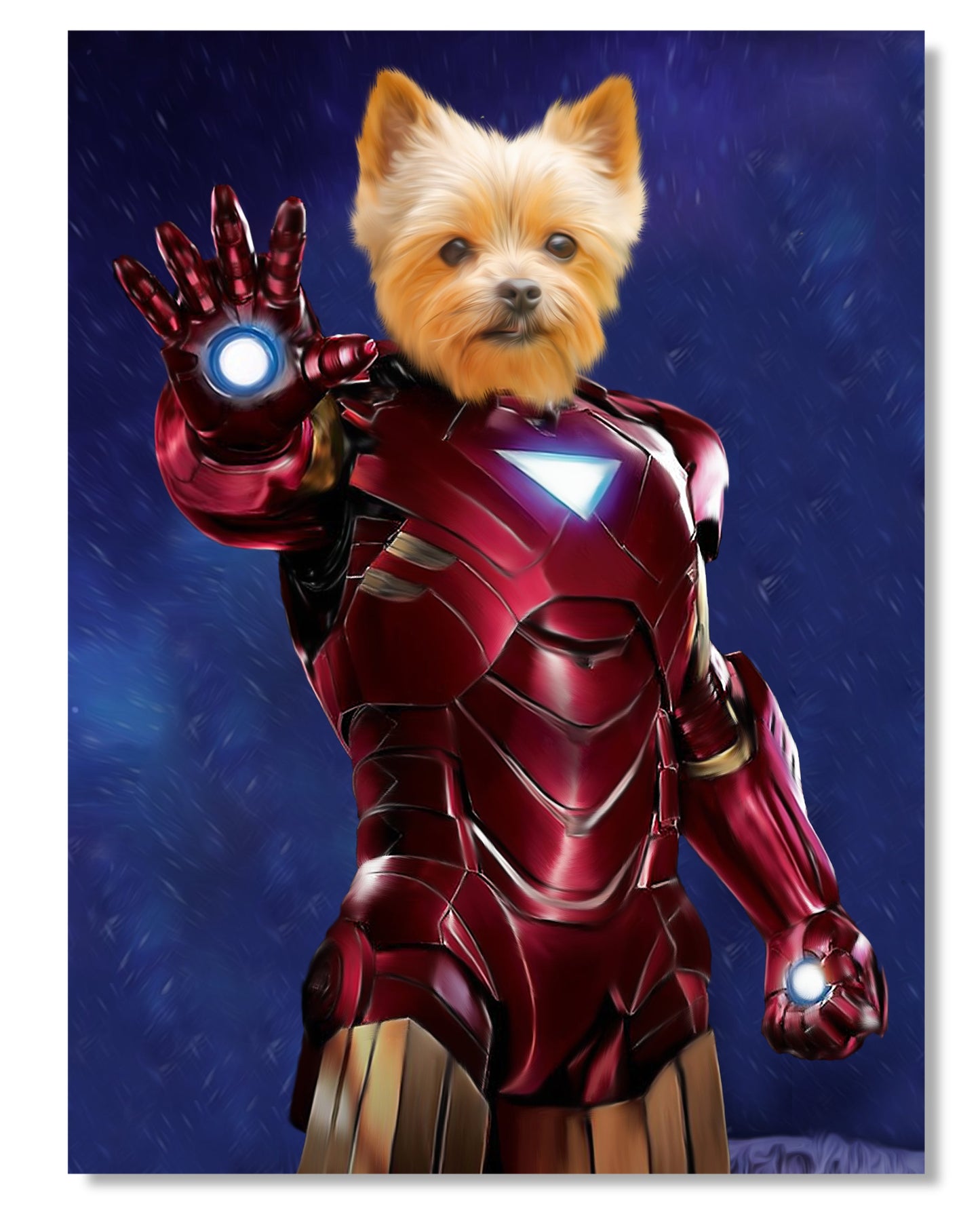 SEE YOUR BELOVED DOG IN AN IRON SUIT ON CANVAS
