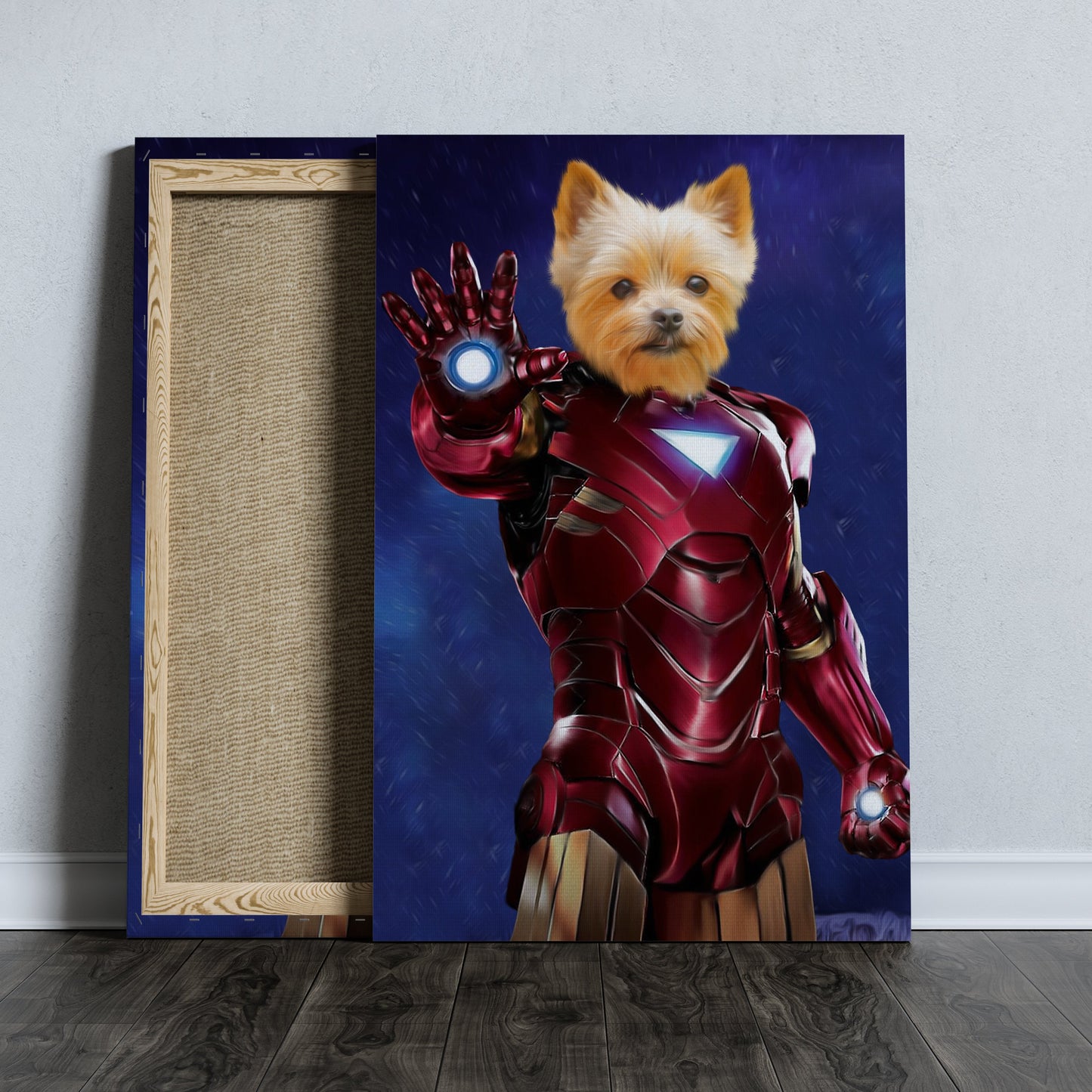 SEE YOUR BELOVED DOG IN AN IRON SUIT ON CANVAS