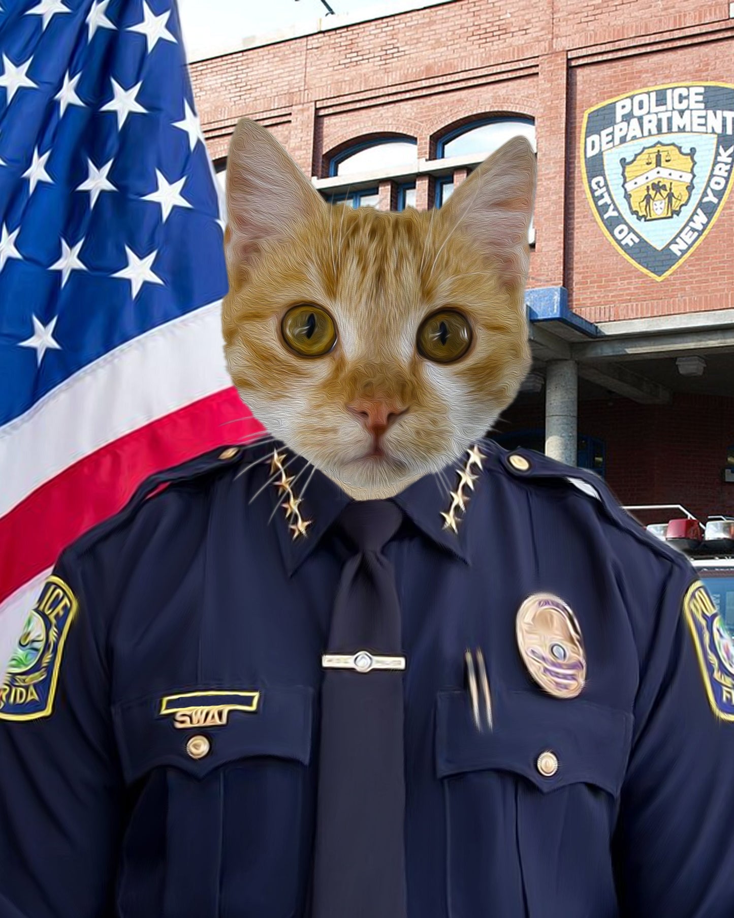 SEE YOUR BELOVED CAT POLICE THE CITY ON CANVAS