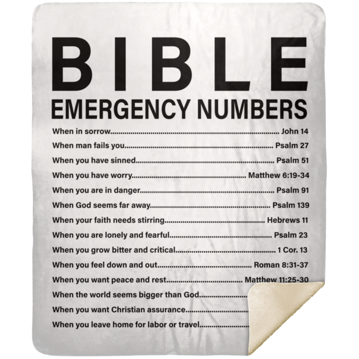 50% OFF SALE - BIBLE EMERGENCY NUMBERS BLANKET - COZY FLEECE/PREMIUM SHERPA BLANKET