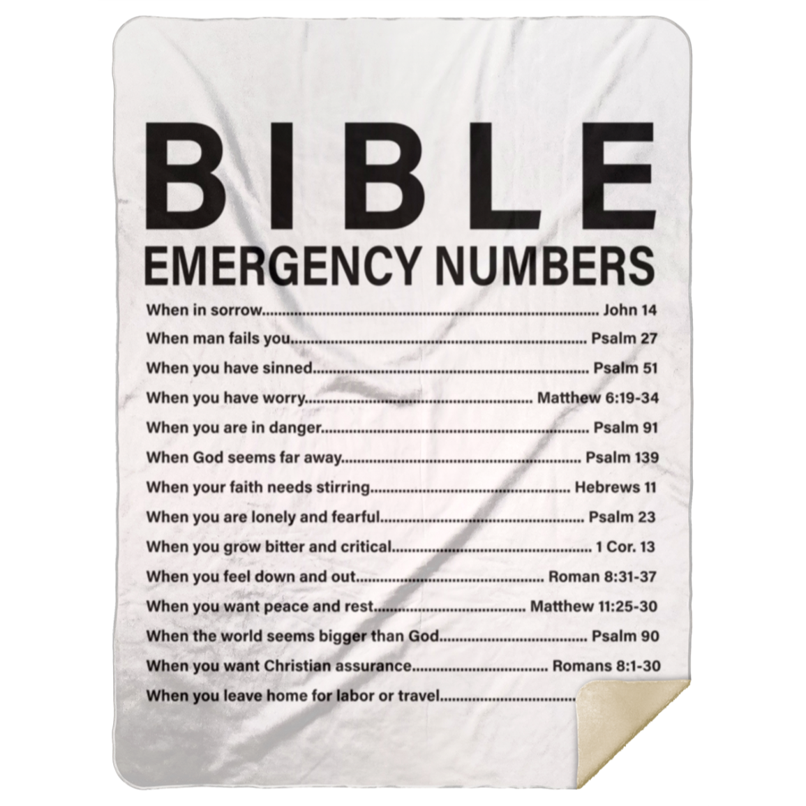 50% OFF SALE - BIBLE EMERGENCY NUMBERS BLANKET - COZY FLEECE/PREMIUM SHERPA BLANKET