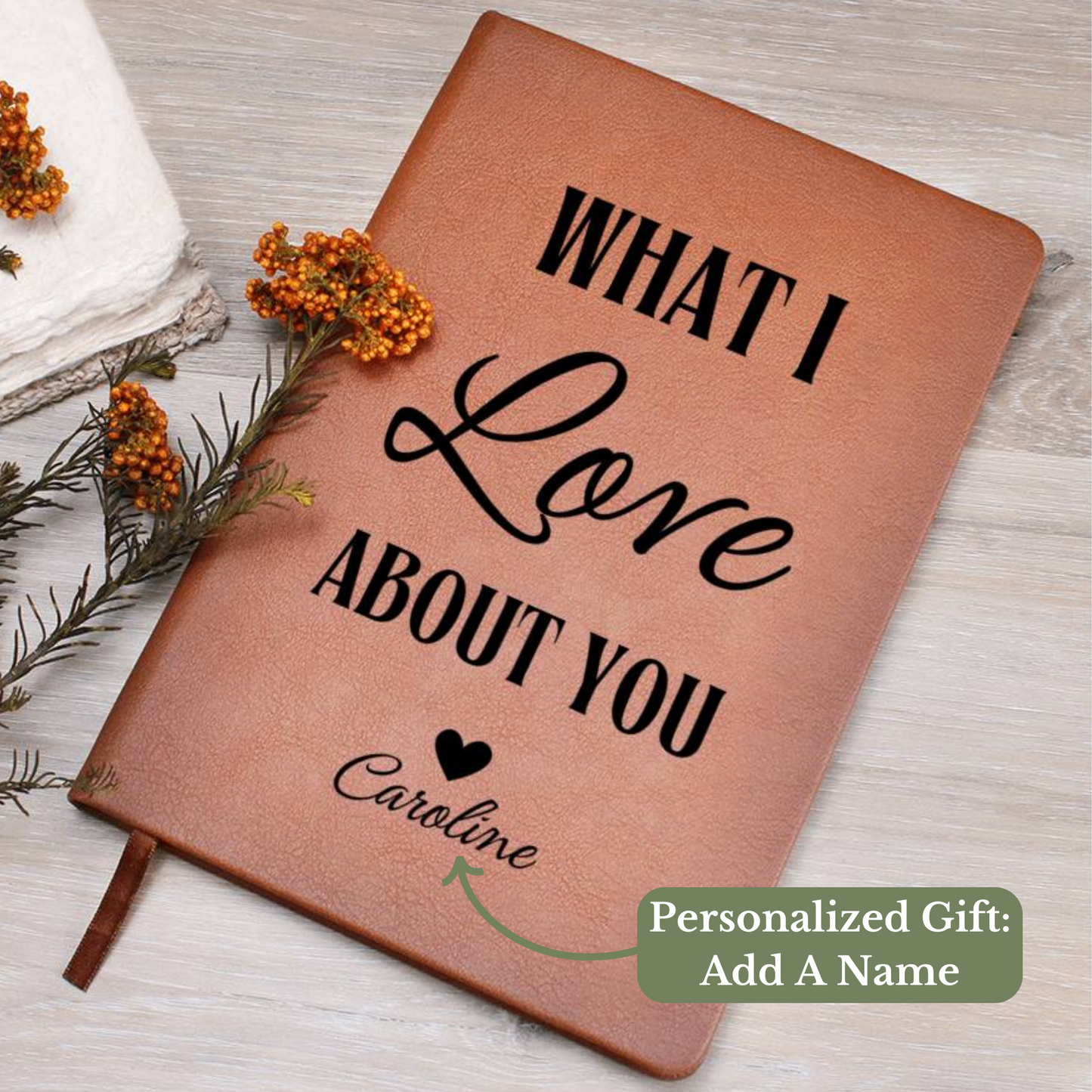 [Almost Sold Out] Personalized Graphic Leather What I Love About You Journal