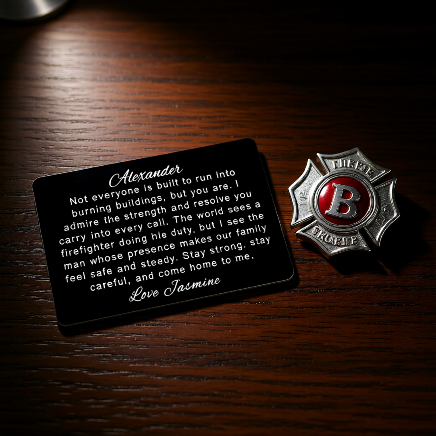 Custom Firefighter Metal Wallet Card, Personalized Firefighter Gift, Fireman Firefighter Graduation Gift, Dad Retirement Wallet Card Gift