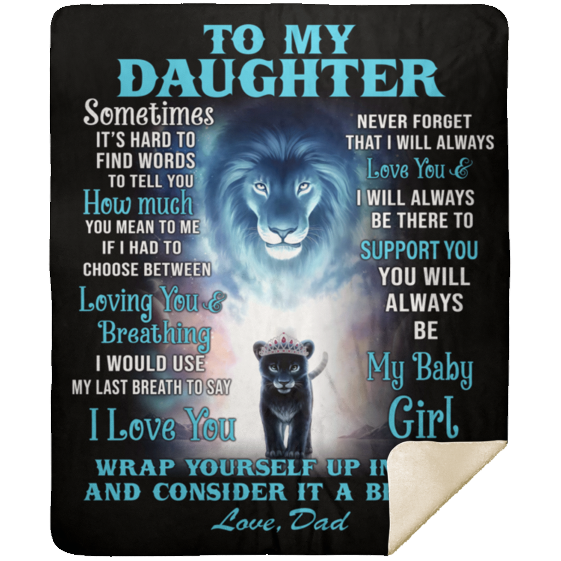 [ALMOST SOLD OUT] 50 % OFF  - TO MY DAUGHTER NEW LION BLANKET FROM DAD