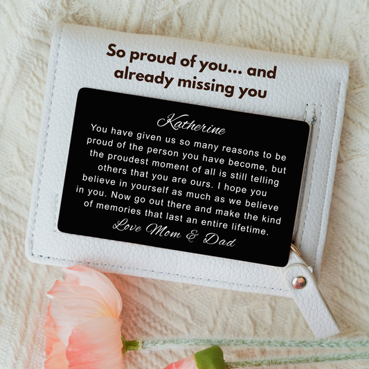 College Bound Personalized, Gift From Mom, Metal Wallet Card Gift For College Dorm, Gift Going To College From Dad For Son Daughter Going Away