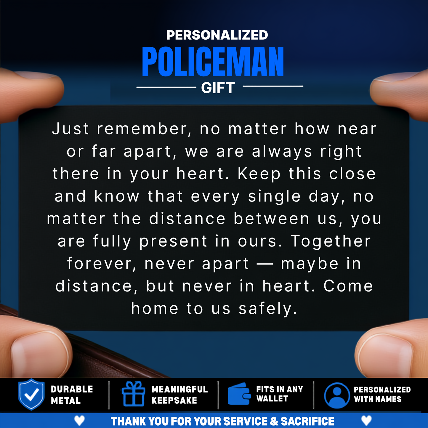 Policeman Metal Wallet Card Gift, Personalized Police Academy Graduation Gift, Police Dad Gift, Police Officer Law Enforcement Gift Men Women
