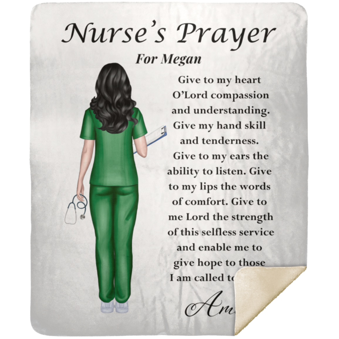 50% OFF SALE - CUSTOM NURSE'S PRAYER BLANKET - COZY FLEECE/PREMIUM SHERPA BLANKET