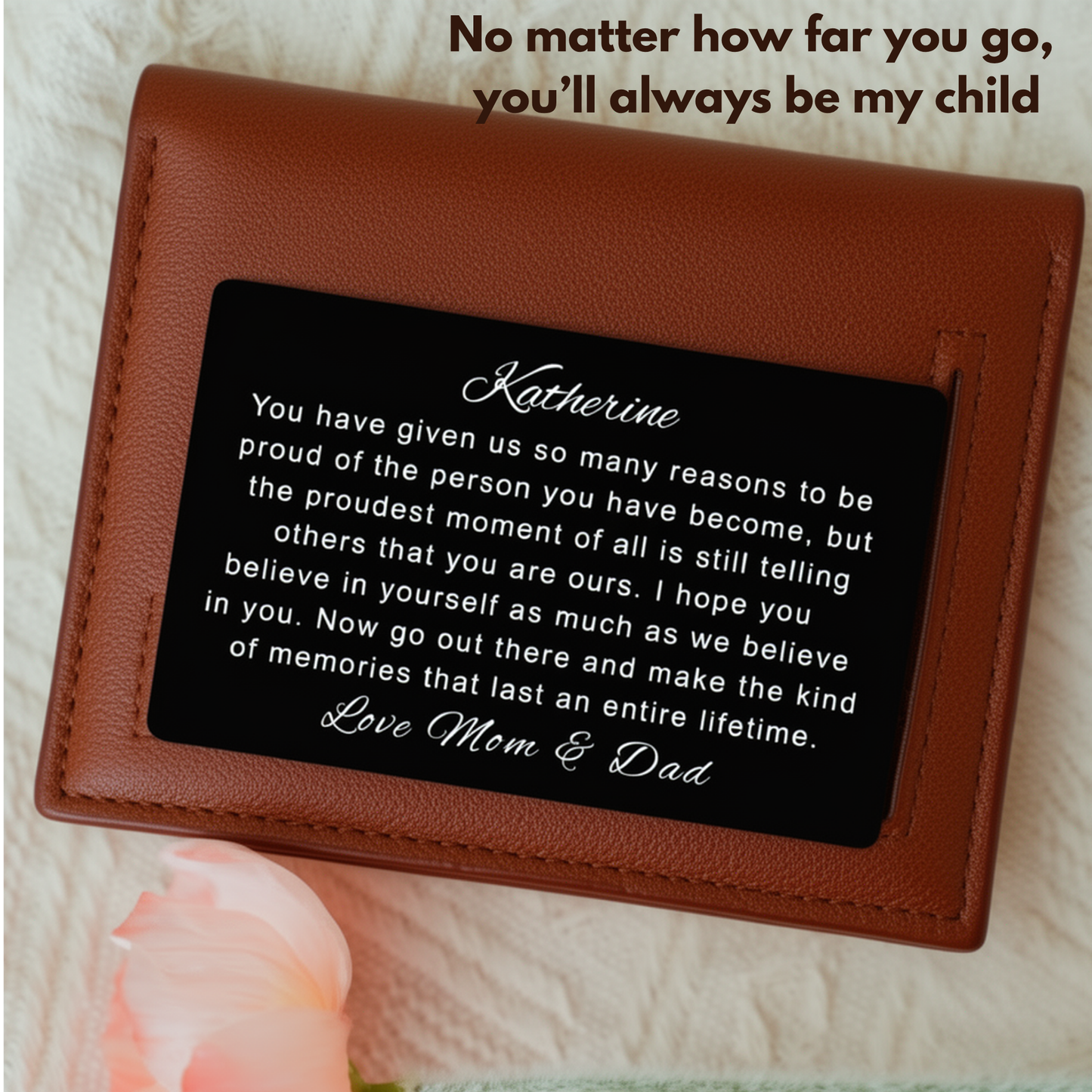 College Bound Personalized, Gift From Mom, Metal Wallet Card Gift For College Dorm, Gift Going To College From Dad For Son Daughter Going Away