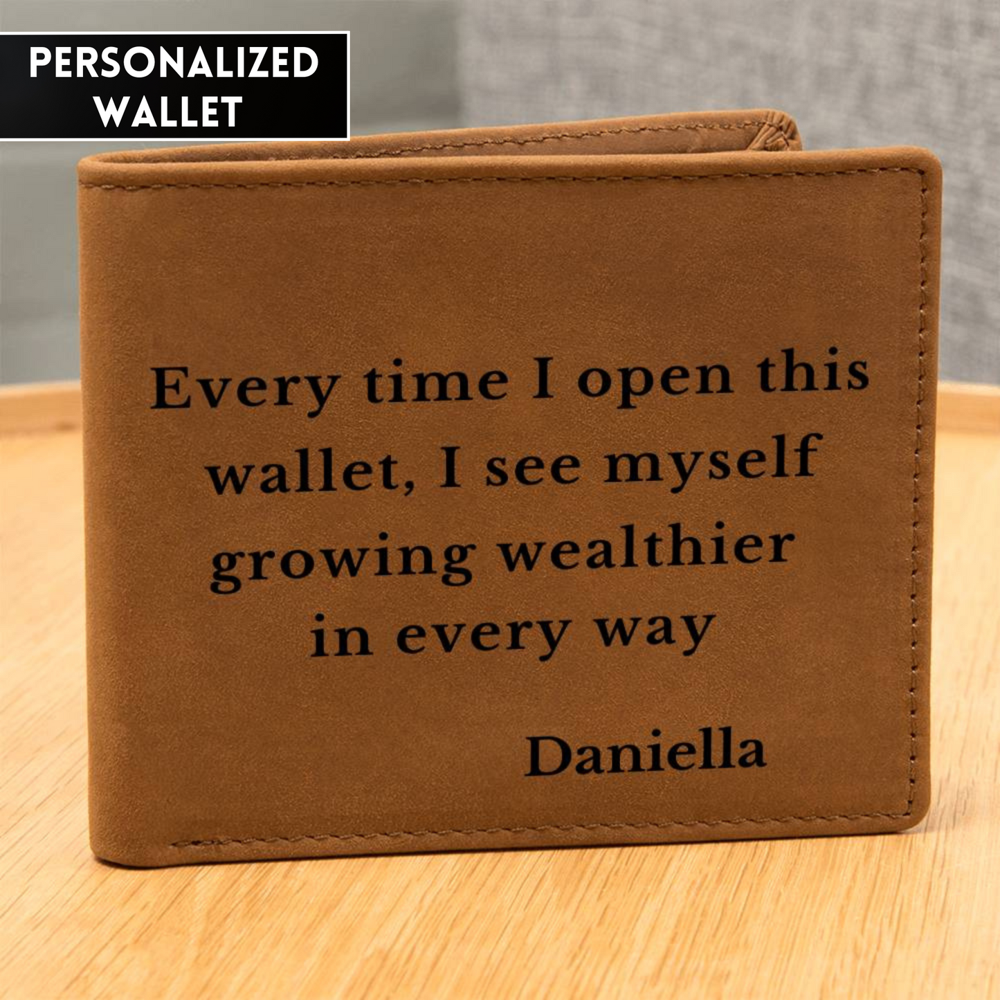 [Almost Sold Out] Personalized Growing Wealthier Everyday Leather Wallet