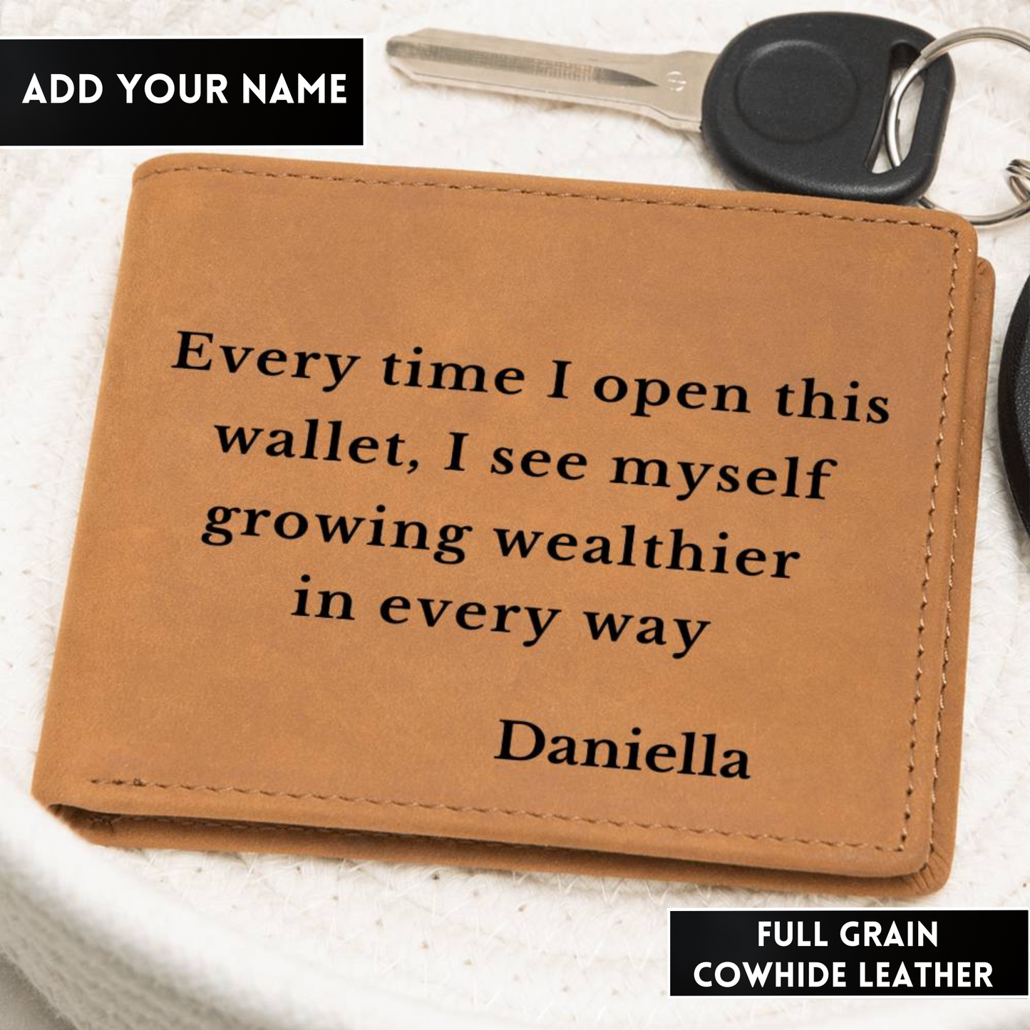 [Almost Sold Out] Personalized Growing Wealthier Everyday Leather Wallet
