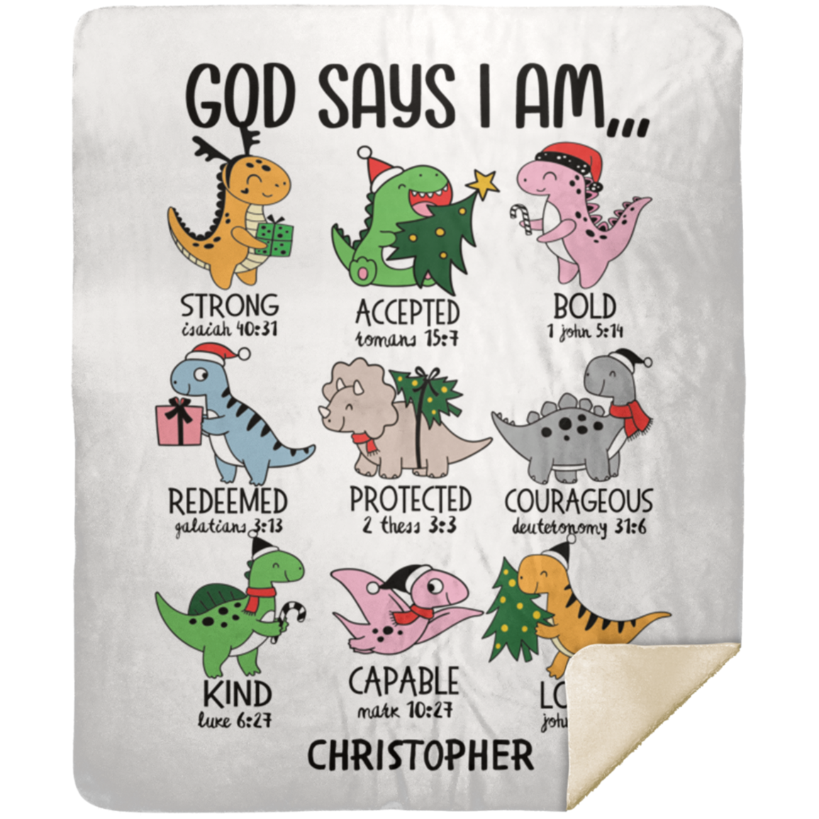 50% OFF SALE - PERSONALIZED GOD SAYS I AM DINOSAUR - COZY FLEECE/PREMIUM SHERPA BLANKET