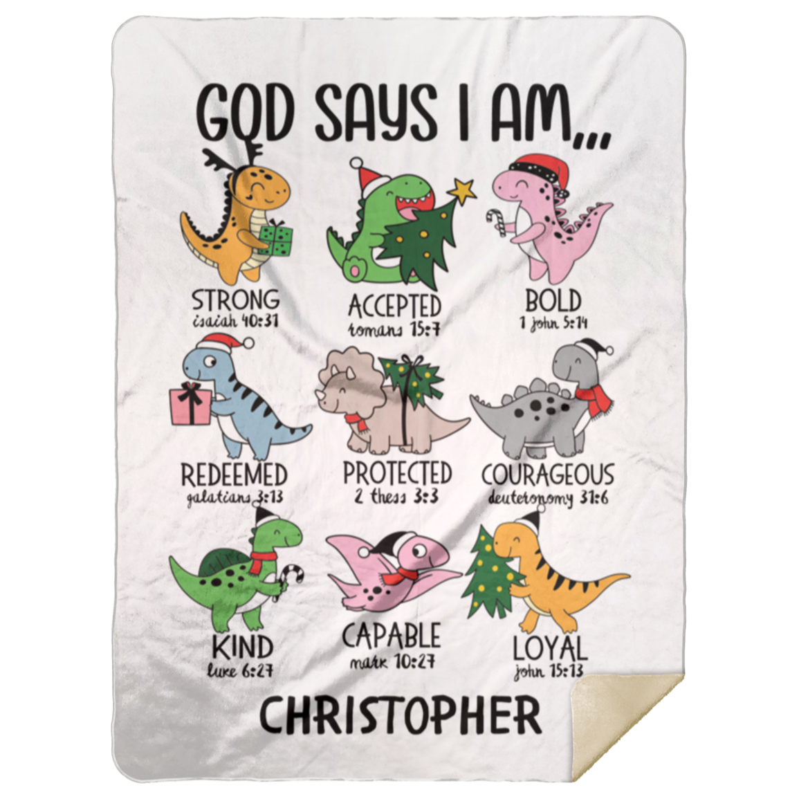 50% OFF SALE - PERSONALIZED GOD SAYS I AM DINOSAUR - COZY FLEECE/PREMIUM SHERPA BLANKET