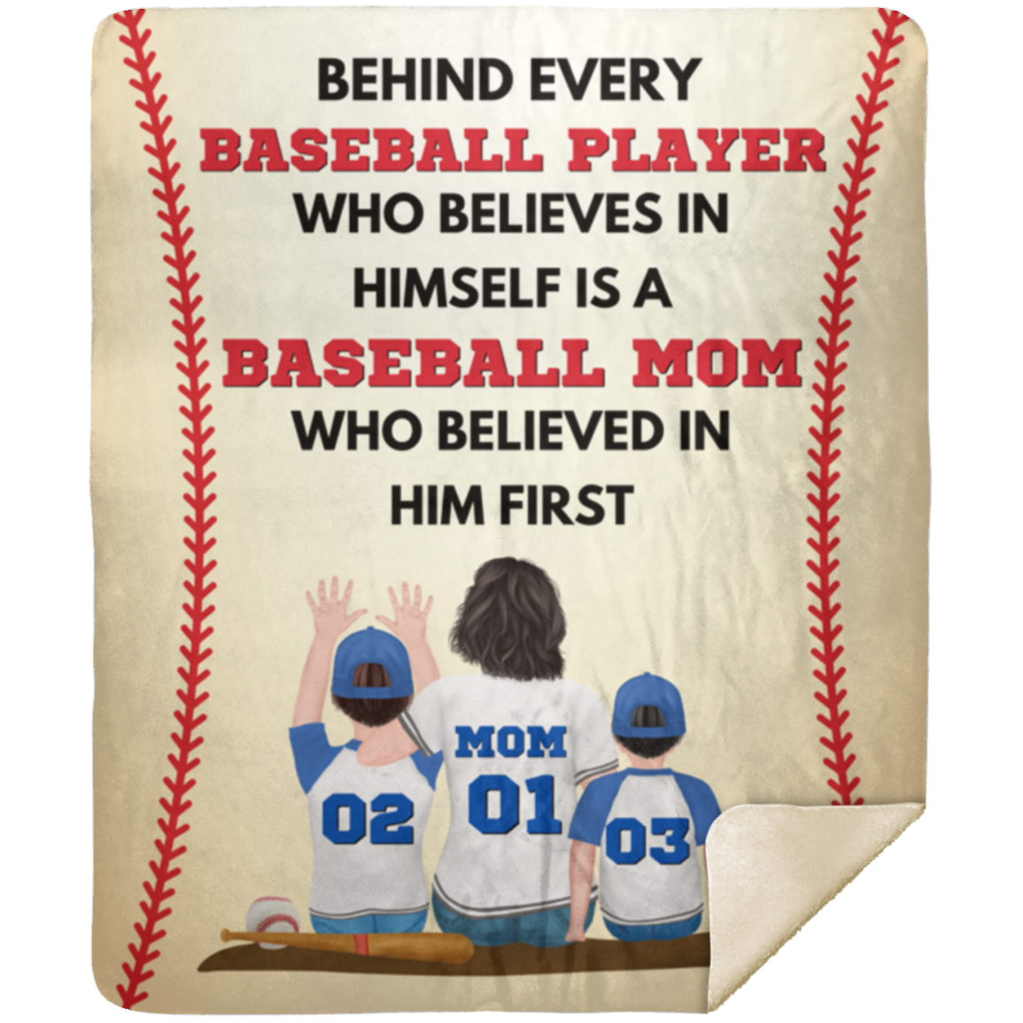 50% OFF SALE - BASEBALL MOM BLANKET - COZY FLEECE/PREMIUM SHERPA BLANKET