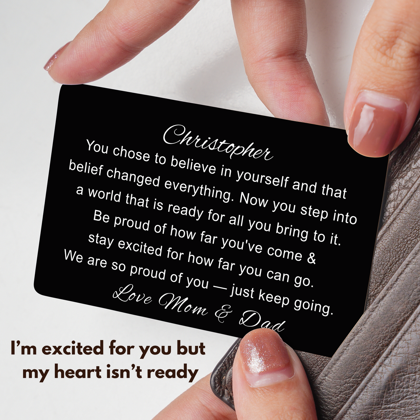 College Bound Personalized, Gift From Mom, Metal Wallet Card Gift For College Dorm, Gift Going To College From Dad For Son Daughter Going Away