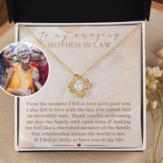 [Almost Sold Out] To My Amazing Mother In Law - From The Moment I Fell In Love - Gold Love Knot Necklace