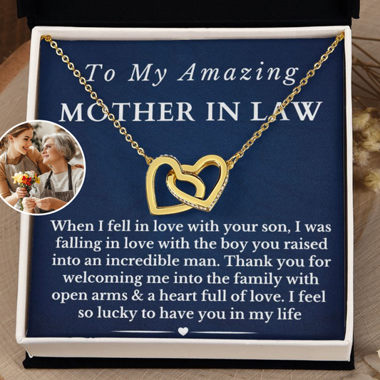 [Almost Sold Out] To My Amazing Mother In Law 18k Gold Interlocking Hearts Necklace