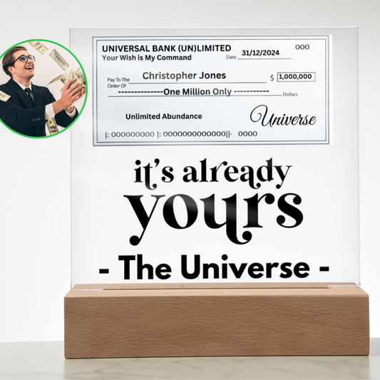 Almost Sold Out - Personalized Manifest Your Dreams Cheque - Acrylic Plaque With Stand