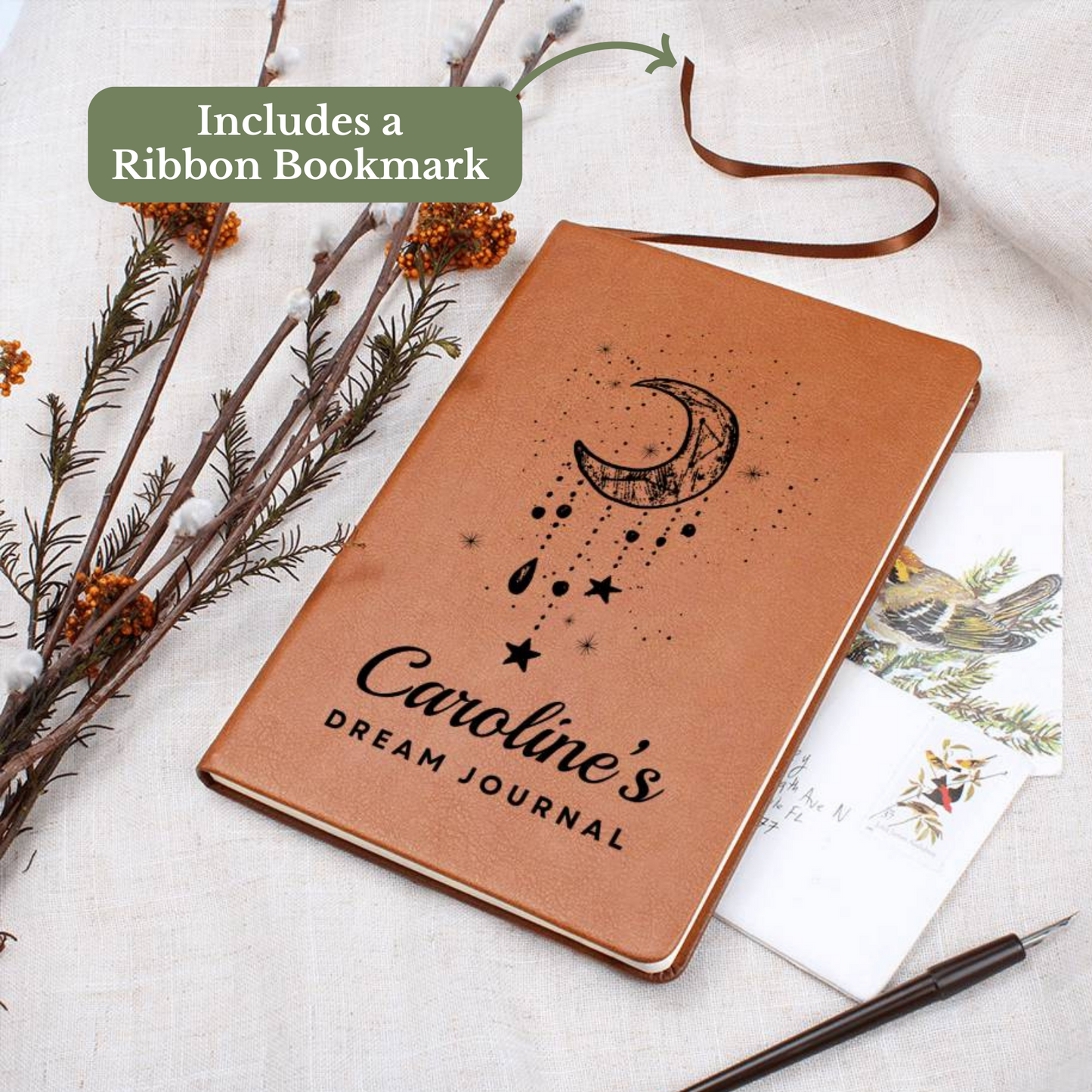 [Almost Sold Out] Personalized Graphic Leather Crescent Dream Journal