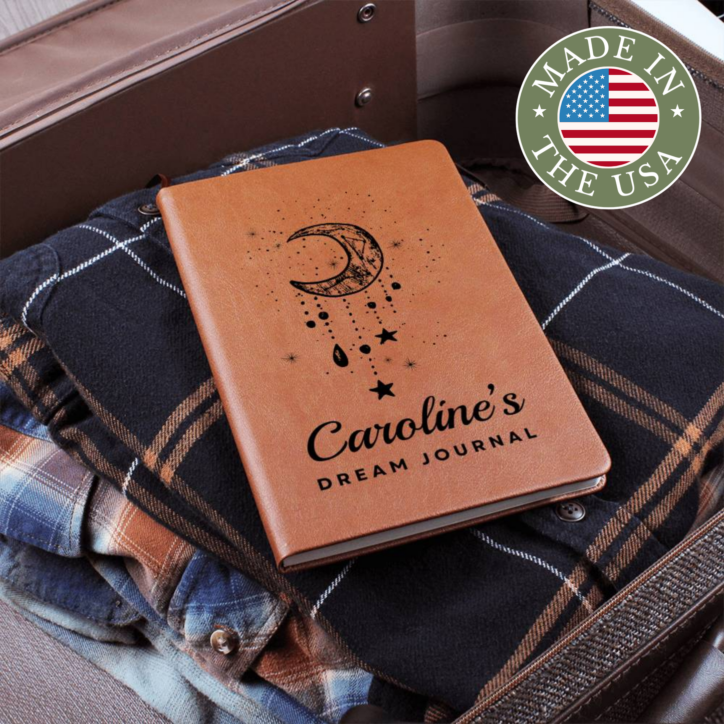 [Almost Sold Out] Personalized Graphic Leather Crescent Dream Journal
