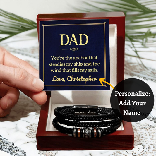 [Almost Sold Out] Personalized Dad Anchor Mens Bracelet