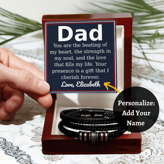 [Almost Sold Out] Personalized Dad - Strength In My Soul -  Mens Bracelet