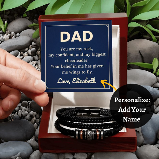 [Almost Sold Out] Personalized Dad - You Are My Rock -  Mens Bracelet