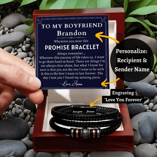 [Almost Sold Out] Personalized Promise Bracelet - To My Man - Leather Men's Bracelet