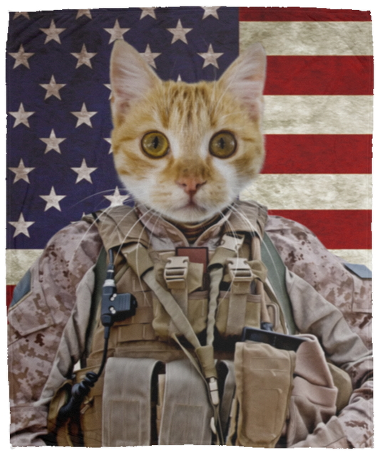 Personalized Cat Army Blanket