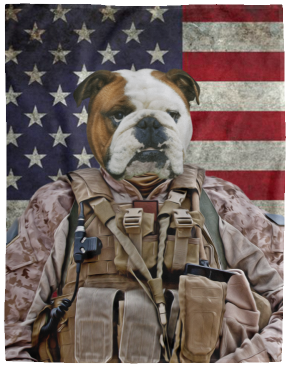 Personalized Dog Army Blanket