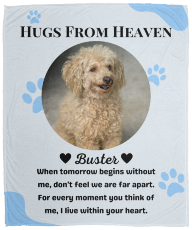 50% OFF SALE - HUGS FROM HEAVEN DOG BLANKET - COZY FLEECE/PREMIUM SHERPA BLANKET