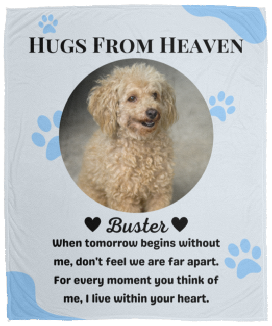 50% OFF SALE - HUGS FROM HEAVEN DOG BLANKET - COZY FLEECE/PREMIUM SHERPA BLANKET