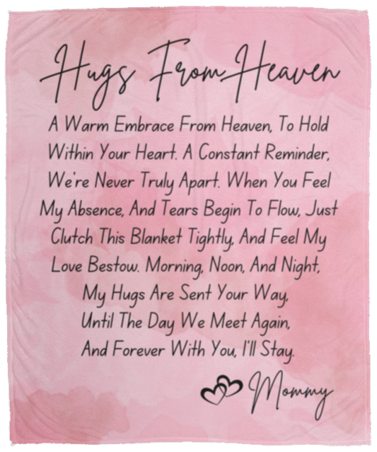 50% OFF SALE - HUGS FROM HEAVEN PINK MOM BLANKET - COZY FLEECE/PREMIUM SHERPA BLANKET