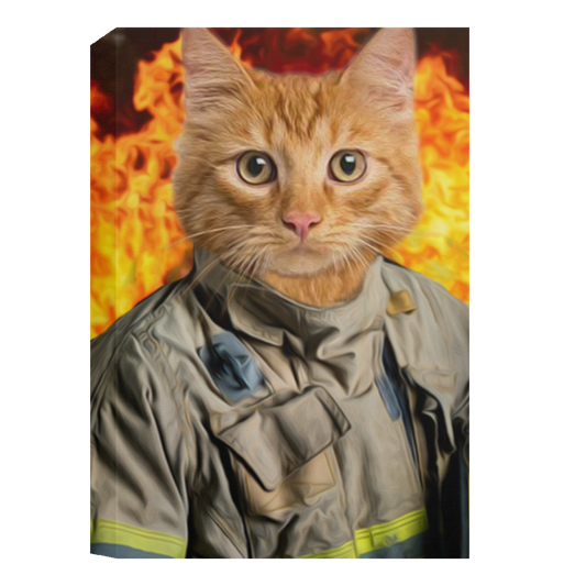 Cat Firefighter - CANPO15 Deluxe Portrait Canvas 1.5in Frame