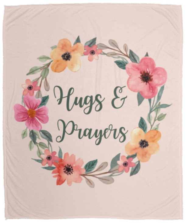 50% OFF SALE - HUGS AND PRAYERS BLANKET - COZY FLEECE/PREMIUM SHERPA BLANKET