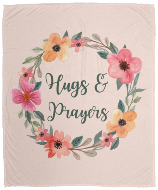 50% OFF SALE - HUGS AND PRAYERS BLANKET - COZY FLEECE/PREMIUM SHERPA BLANKET