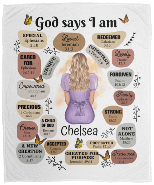 50% OFF SALE - God Says I Am Bible Verses - COZY FLEECE/PREMIUM SHERPA BLANKET