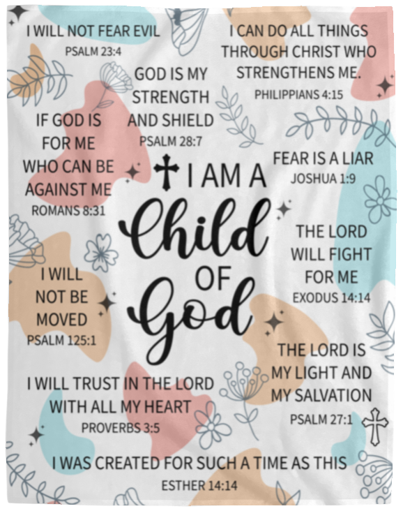 50% OFF SALE - I AM A CHILD OF GOD - COZY FLEECE/PREMIUM SHERPA BLANKET