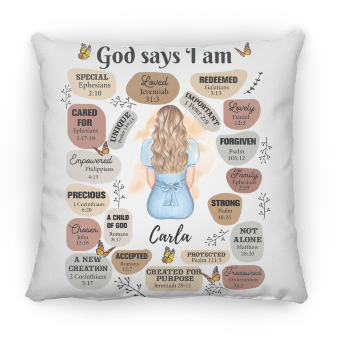 Personalized God Says I AM Positive Affirmation Square Pillow
