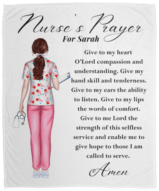 50% OFF SALE - PERSONALIZED NURSE'S PRAYER BLANKET - COZY FLEECE/PREMIUM SHERPA BLANKET