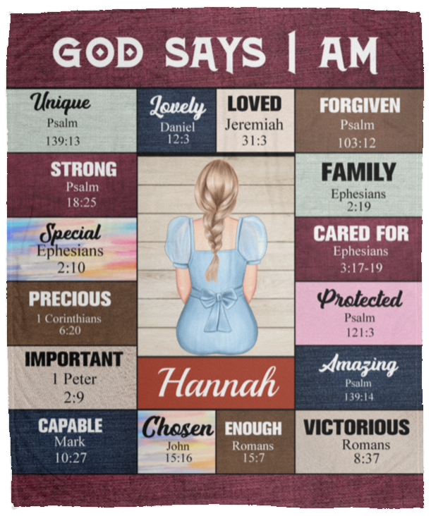 50% OFF SALE - Personalized Maroon God Says I Am - BLANKET - COZY FLEECE/PREMIUM SHERPA BLANKET