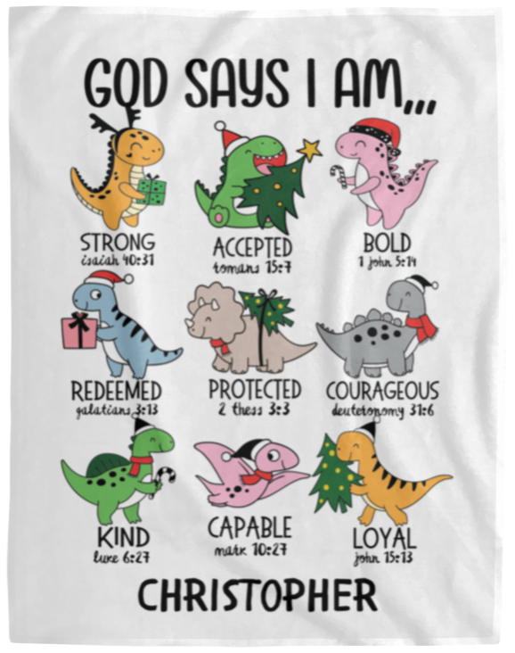 50% OFF SALE - PERSONALIZED GOD SAYS I AM DINOSAUR - COZY FLEECE/PREMIUM SHERPA BLANKET