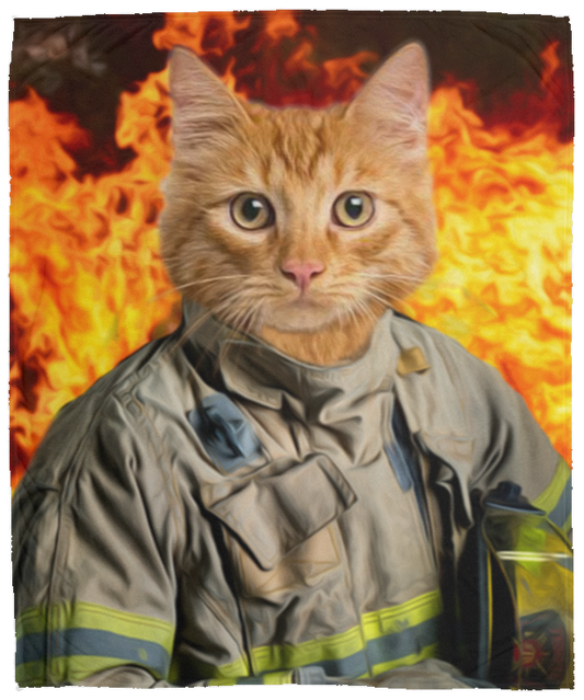 Personalized Cat Firefighter Blanket