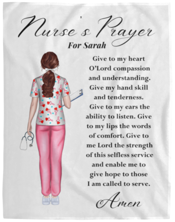 50% OFF SALE - PERSONALIZED NURSE'S PRAYER BLANKET - COZY FLEECE/PREMIUM SHERPA BLANKET