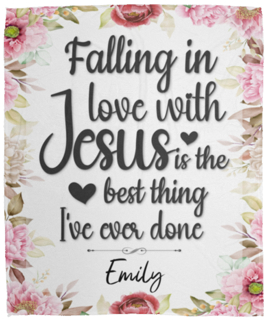 50% OFF SALE - FALLING IN LOVE WITH JESUS  BLANKET - COZY FLEECE/PREMIUM SHERPA BLANKET