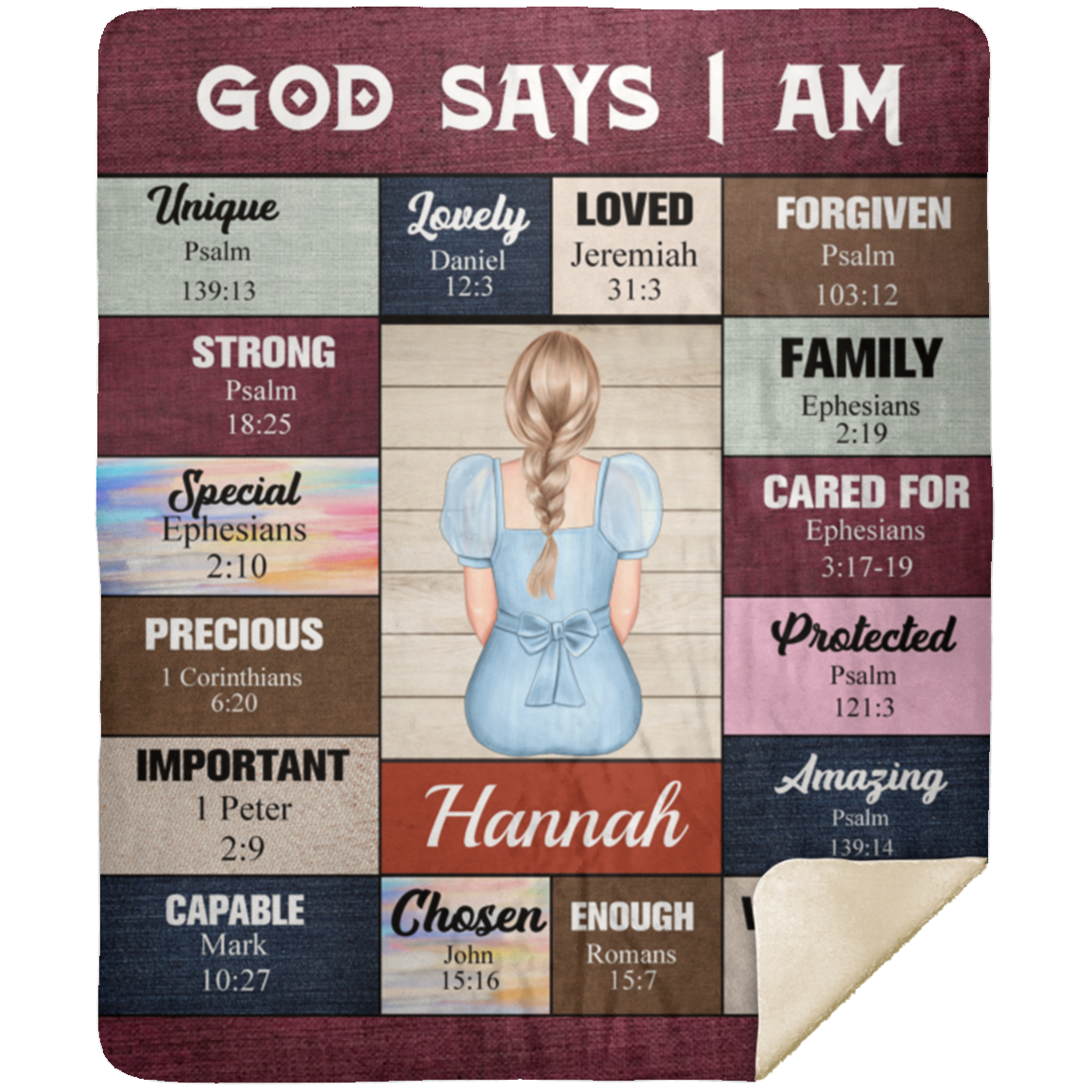 50% OFF SALE - Personalized Maroon God Says I Am - BLANKET - COZY FLEECE/PREMIUM SHERPA BLANKET