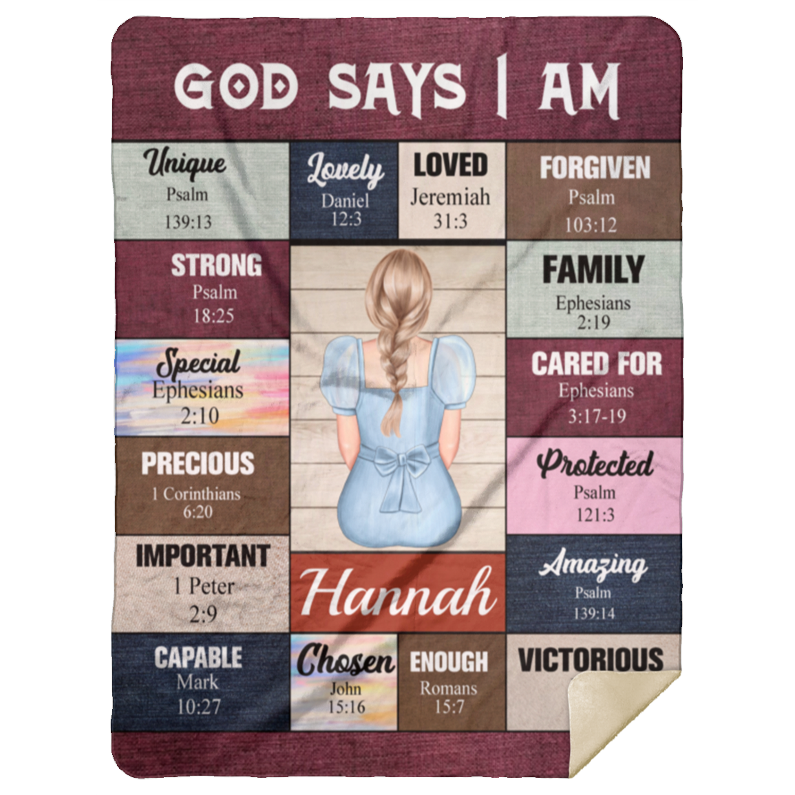 50% OFF SALE - Personalized Maroon God Says I Am - BLANKET - COZY FLEECE/PREMIUM SHERPA BLANKET